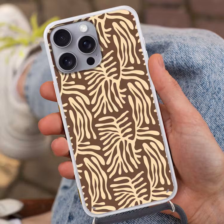 Telefoonhoesje met koord - Bruin - Koraal - Expressief - Patroon — 2