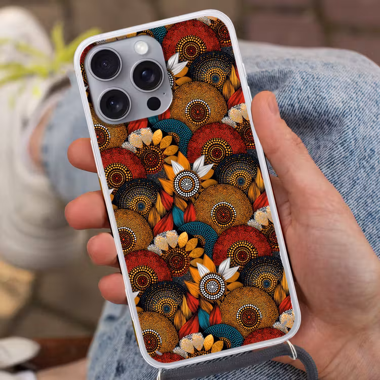 Telefoonhoesje met koord - Kleurrijk - Aboriginal - Dot Painting - Botanisch - Patroon — 2
