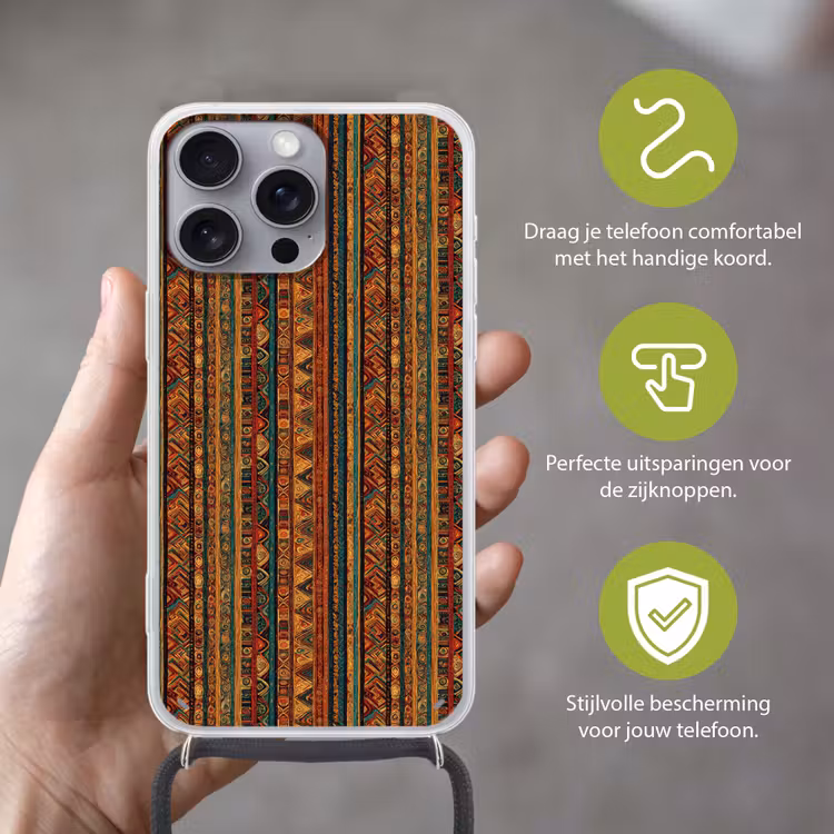 Telefoonhoesje met koord - Kleurrijk - Etnisch - Folkloristisch - Patroon — 4