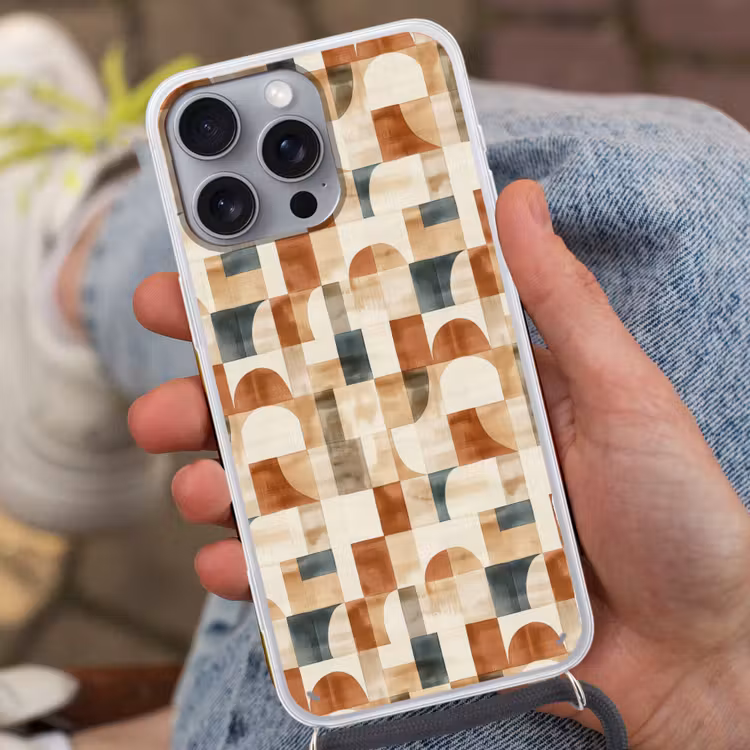 Telefoonhoesje met koord - Terracotta - Geometrisch - Aquarel - Textuur — 2