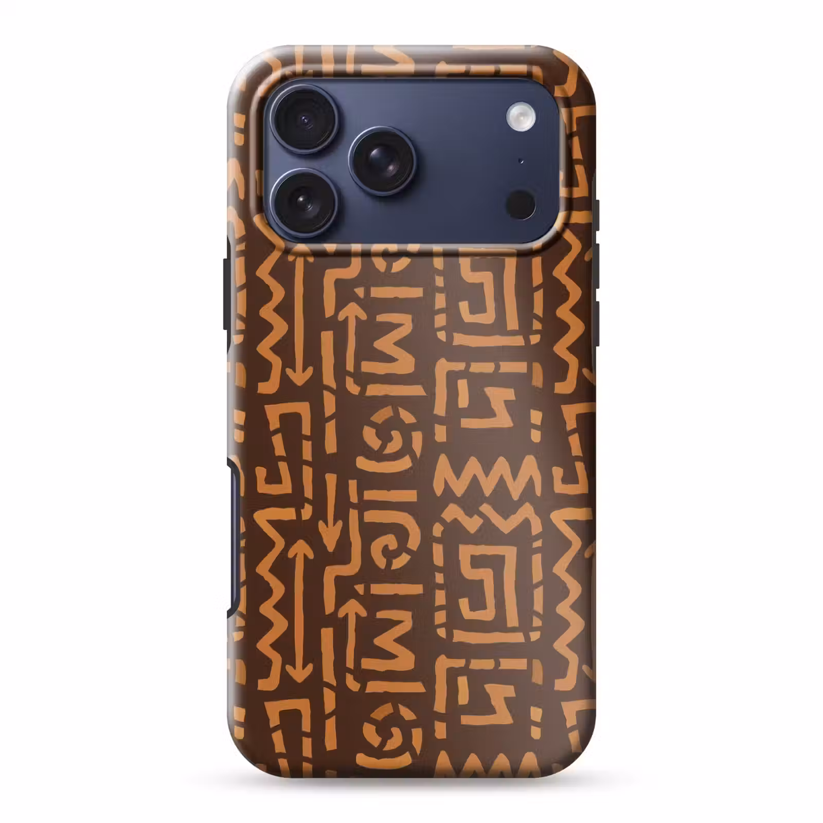 Telefoonhoesje Toughcase - Chocoladebruin - Etnisch - Tribaal - Symbolen — 1