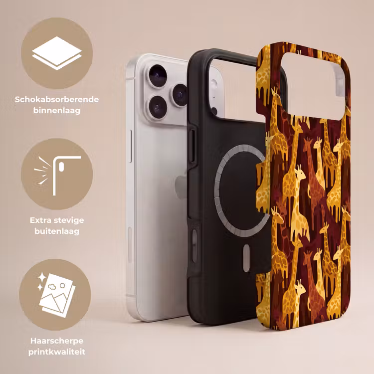 Telefoonhoesje Toughcase - Bruin - Giraffen - Safari - Patroon — 3