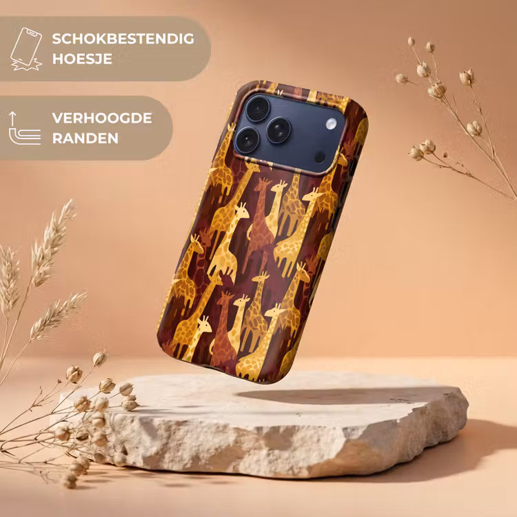 Telefoonhoesje Toughcase - Bruin - Giraffen - Safari - Patroon — 5