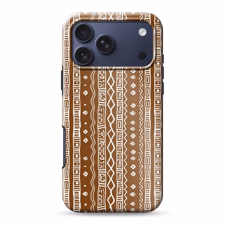 Telefoonhoesje Toughcase - Chocoladebruin - Etnisch - Tribaal - Patroon — 1