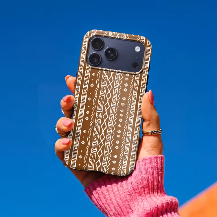 Telefoonhoesje Toughcase - Chocoladebruin - Etnisch - Tribaal - Patroon — 2