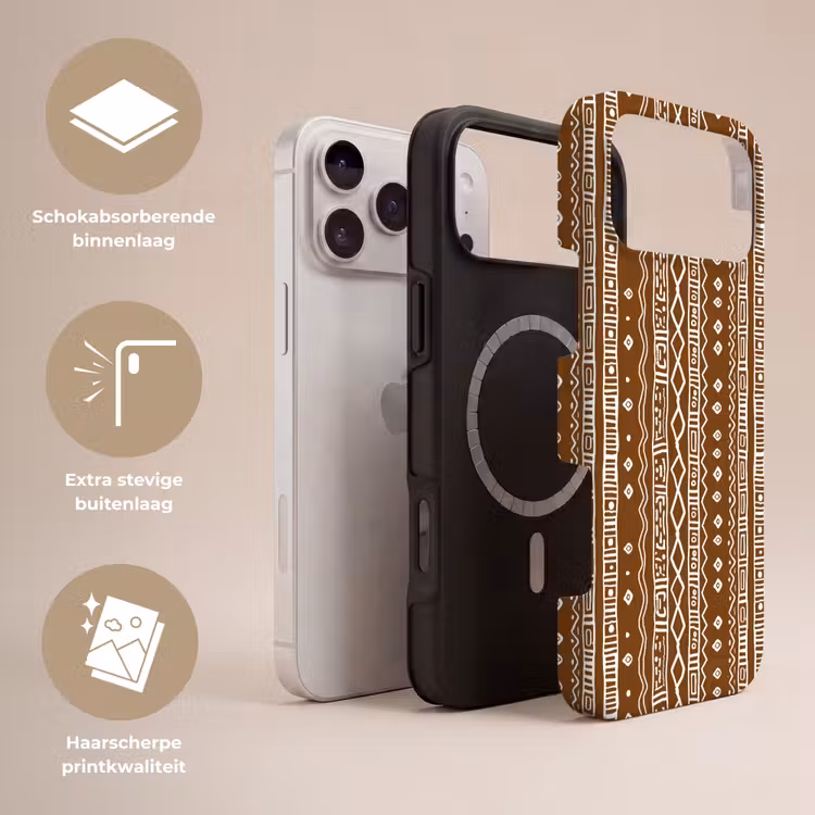 Telefoonhoesje Toughcase - Chocoladebruin - Etnisch - Tribaal - Patroon — 3