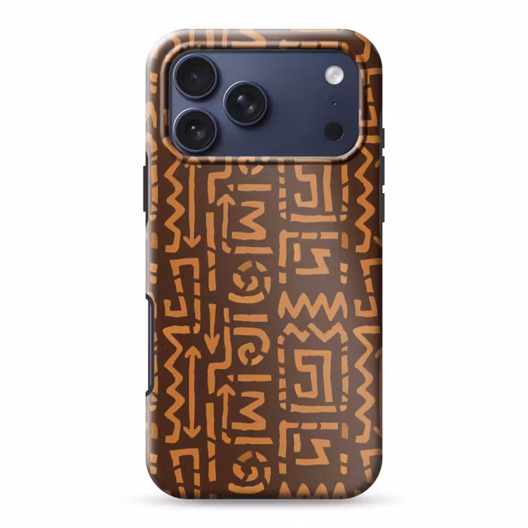 Telefoonhoesje Toughcase - Chocoladebruin - Etnisch - Tribaal - Symbolen — 1