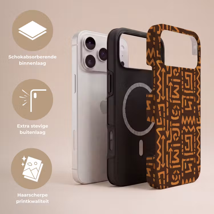 Telefoonhoesje Toughcase - Chocoladebruin - Etnisch - Tribaal - Symbolen — 3
