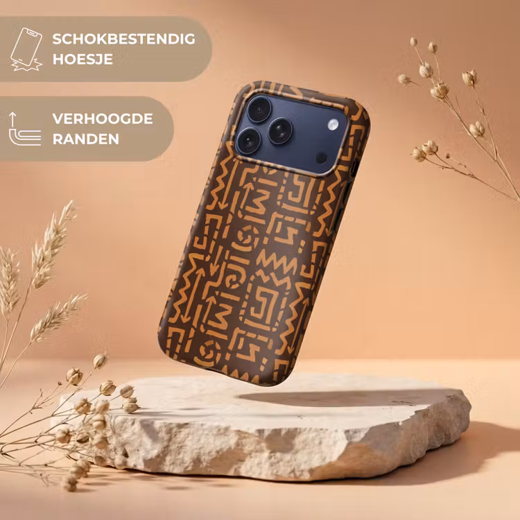Telefoonhoesje Toughcase - Chocoladebruin - Etnisch - Tribaal - Symbolen — 5