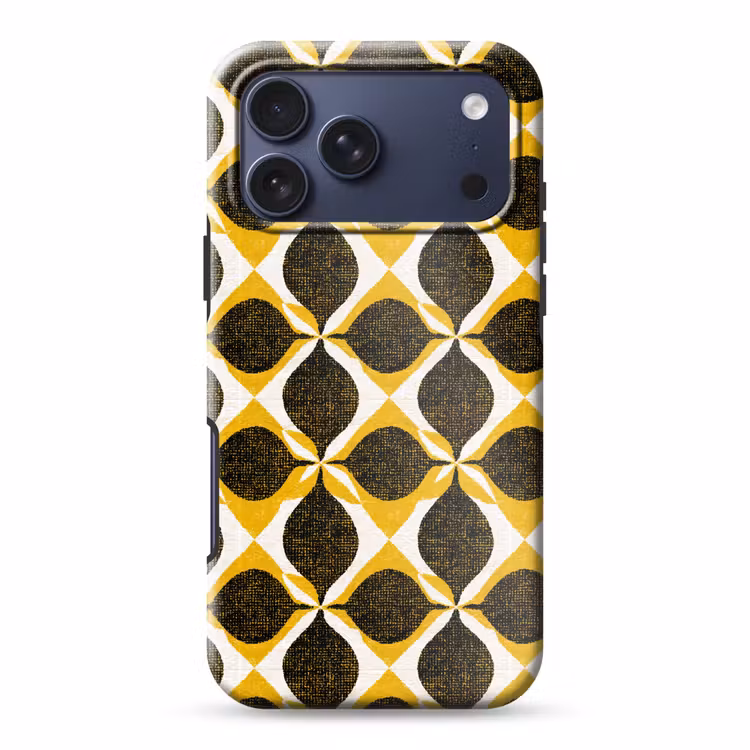 Telefoonhoesje Toughcase - Geel - Zwart - Geometrisch - Retro - Textuur — 1
