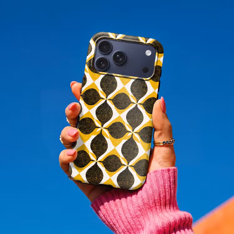 Telefoonhoesje Toughcase - Geel - Zwart - Geometrisch - Retro - Textuur — 2