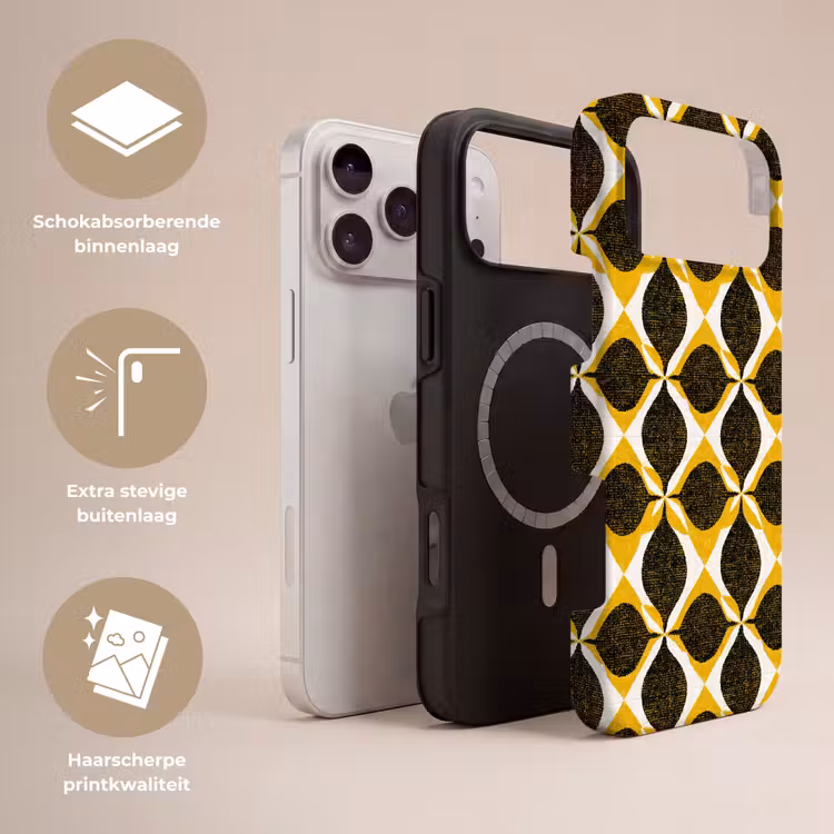 Telefoonhoesje Toughcase - Geel - Zwart - Geometrisch - Retro - Textuur — 3