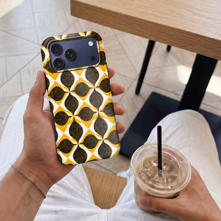 Telefoonhoesje Toughcase - Geel - Zwart - Geometrisch - Retro - Textuur — 4