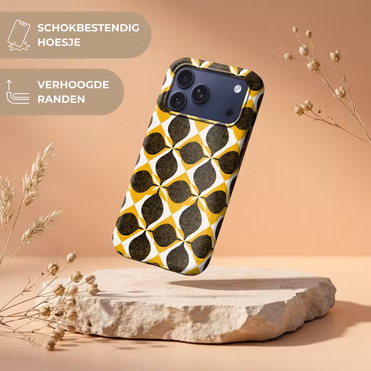 Telefoonhoesje Toughcase - Geel - Zwart - Geometrisch - Retro - Textuur — 5