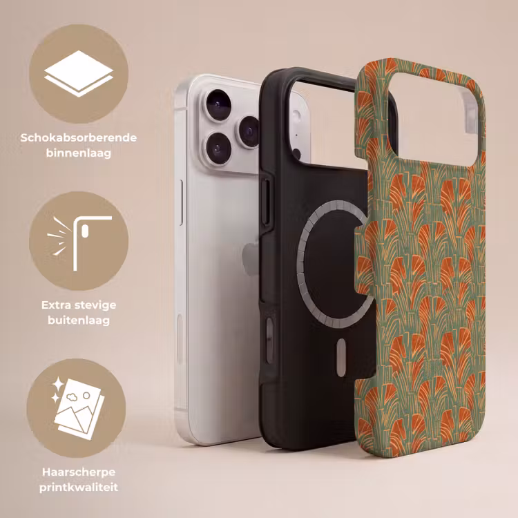Telefoonhoesje Toughcase - Groen - Terracotta - Deco - Waaiers — 3