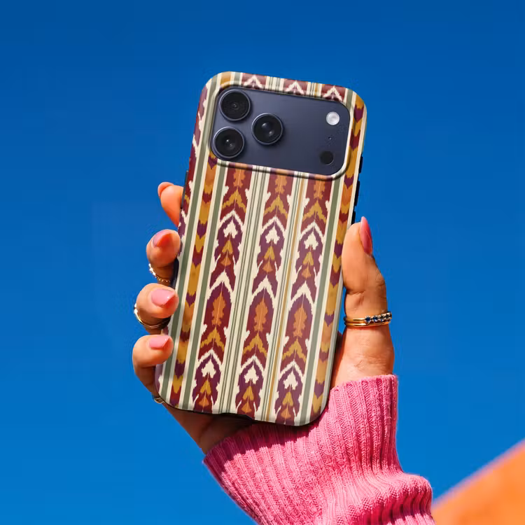 Telefoonhoesje Toughcase - Ikat - Bordeauxrood - Etnisch - Patroon — 2
