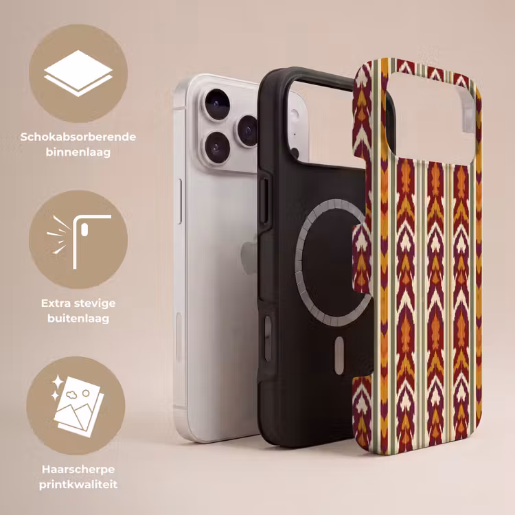 Telefoonhoesje Toughcase - Ikat - Bordeauxrood - Etnisch - Patroon — 3