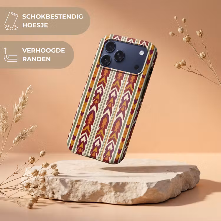 Telefoonhoesje Toughcase - Ikat - Bordeauxrood - Etnisch - Patroon — 5