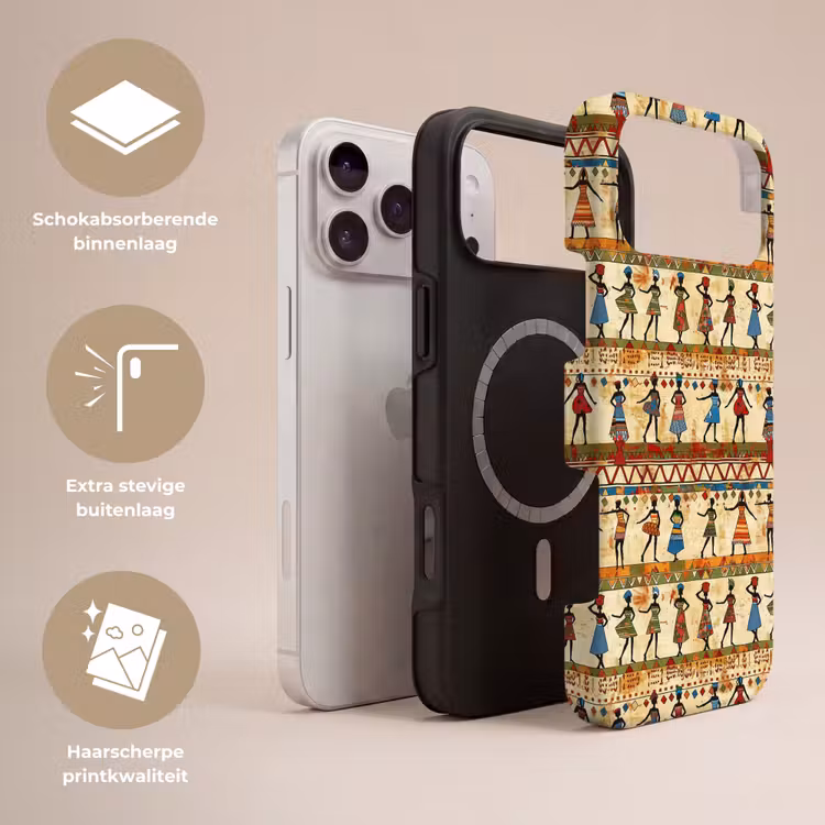 Telefoonhoesje Toughcase - Kleurrijk - Afrikaans - Etnisch - Dansende Vrouwen - Patroon — 3