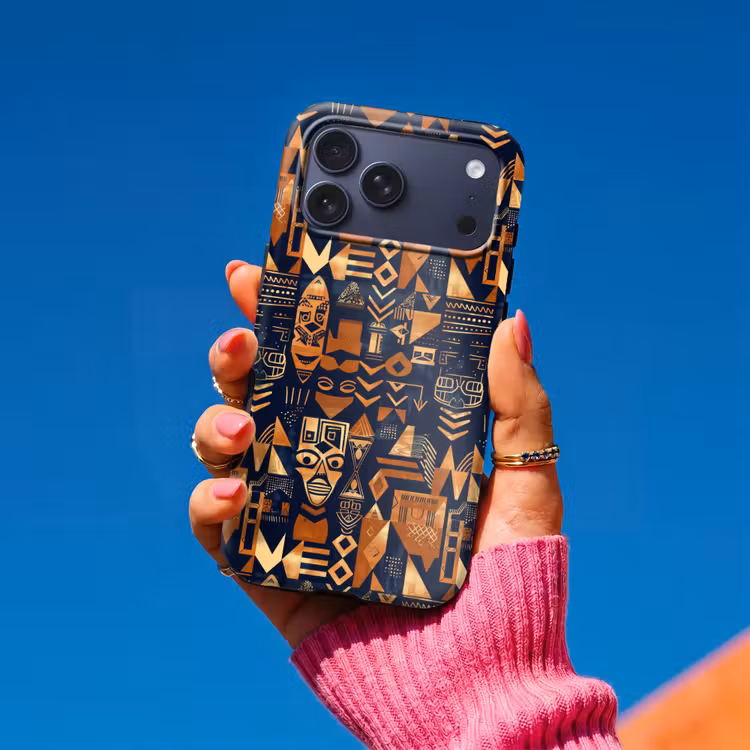 Telefoonhoesje Toughcase - Nachtblauw - Koper - Tribaal - Maskers — 2