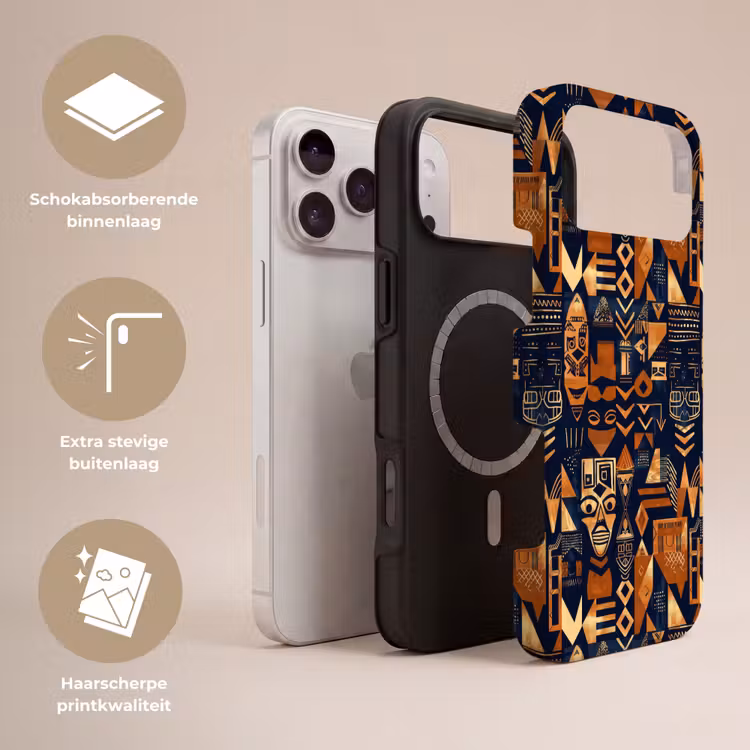 Telefoonhoesje Toughcase - Nachtblauw - Koper - Tribaal - Maskers — 3