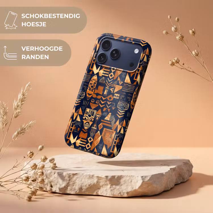 Telefoonhoesje Toughcase - Nachtblauw - Koper - Tribaal - Maskers — 5