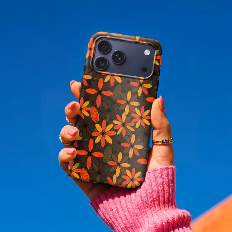 Telefoonhoesje Toughcase - Oranje - Retro - Bloemen - Herfst — 2