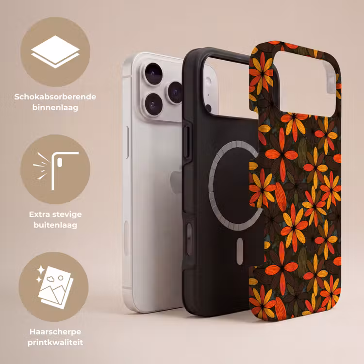 Telefoonhoesje Toughcase - Oranje - Retro - Bloemen - Herfst — 3