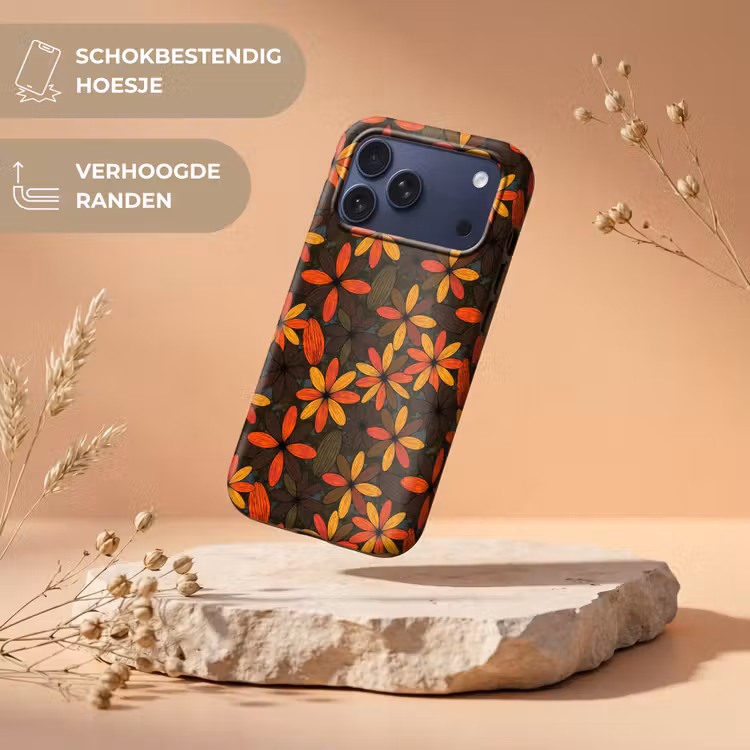 Telefoonhoesje Toughcase - Oranje - Retro - Bloemen - Herfst — 5