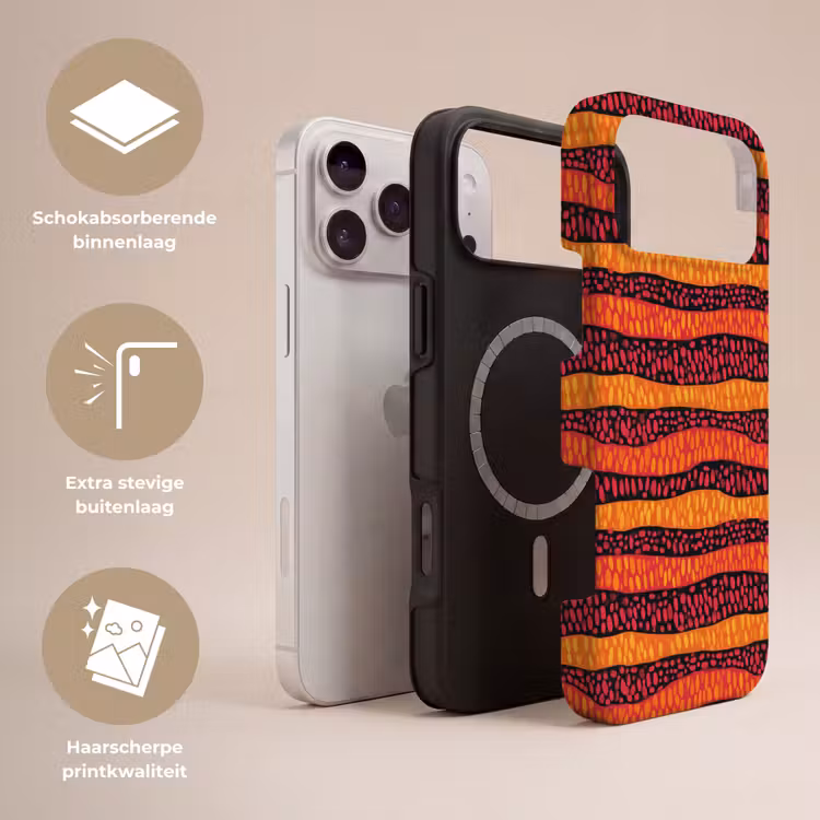 Telefoonhoesje Toughcase - Oranje - Roze - Expressief - Patroon — 3