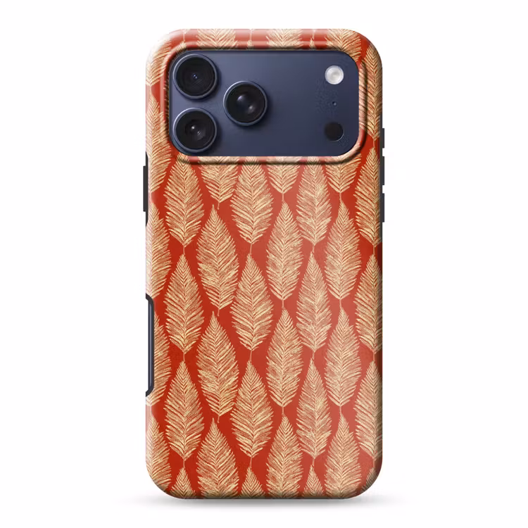 Telefoonhoesje Toughcase - Rood - Botanisch - Varen - Patroon — 1