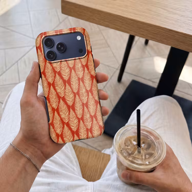 Telefoonhoesje Toughcase - Rood - Botanisch - Varen - Patroon — 4
