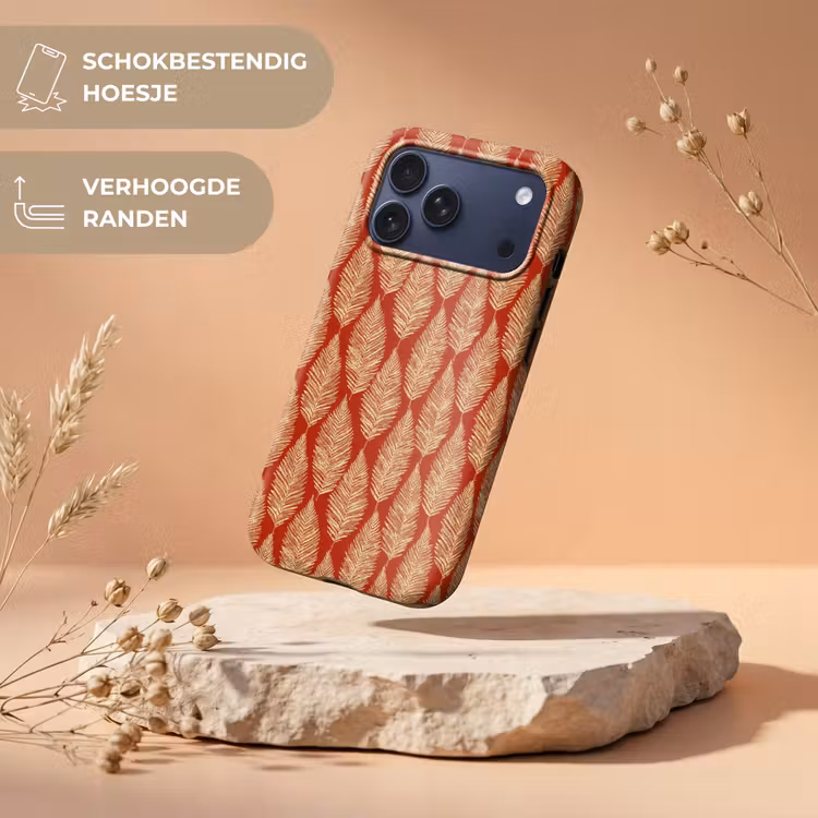 Telefoonhoesje Toughcase - Rood - Botanisch - Varen - Patroon — 5