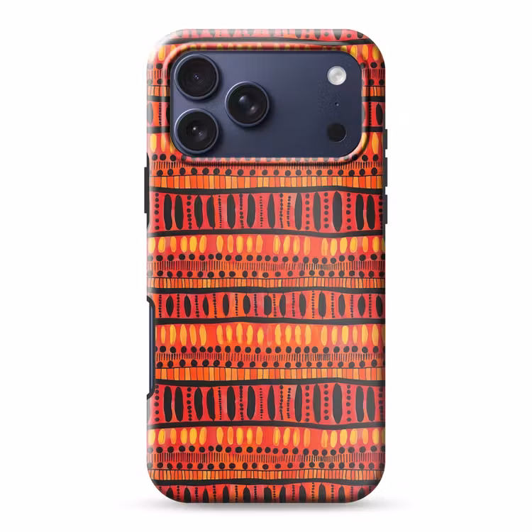 Telefoonhoesje Toughcase - Rood - Oranje - Etnisch - Expressief - Patroon — 1