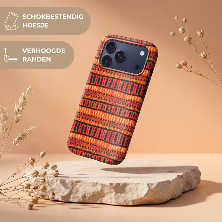 Telefoonhoesje Toughcase - Rood - Oranje - Etnisch - Expressief - Patroon — 5