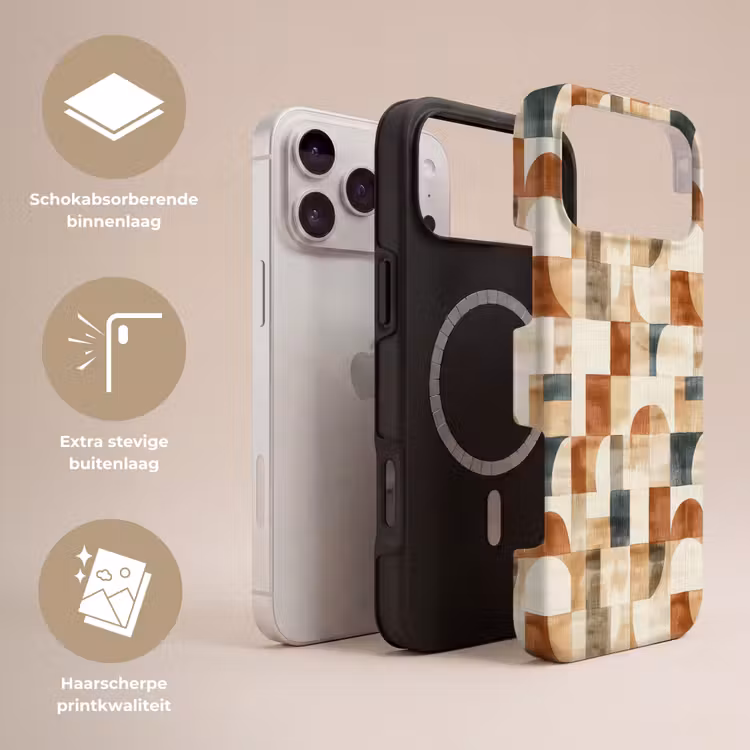 Telefoonhoesje Toughcase - Terracotta - Geometrisch - Aquarel - Textuur — 3