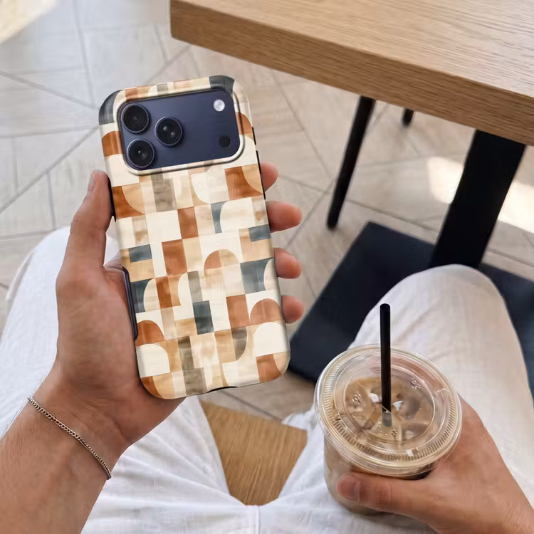 Telefoonhoesje Toughcase - Terracotta - Geometrisch - Aquarel - Textuur — 4