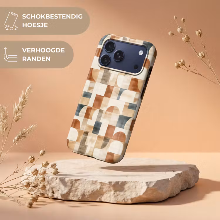 Telefoonhoesje Toughcase - Terracotta - Geometrisch - Aquarel - Textuur — 5