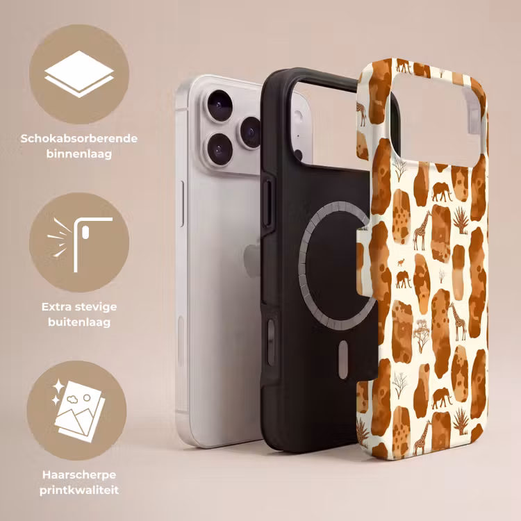 Telefoonhoesje Toughcase - Terracotta - Safari - Dieren - Patroon — 3