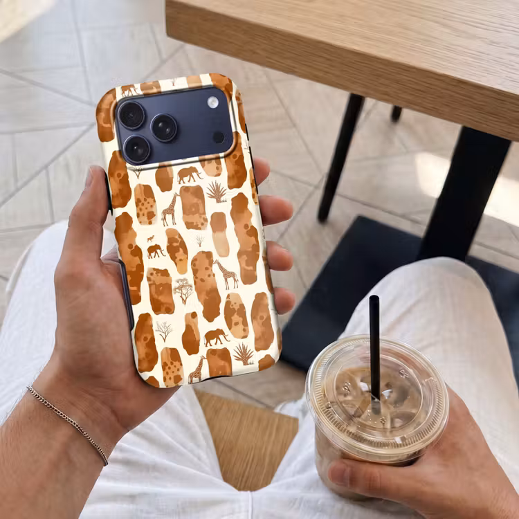Telefoonhoesje Toughcase - Terracotta - Safari - Dieren - Patroon — 4