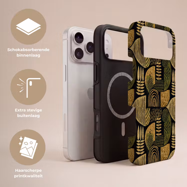 Telefoonhoesje Toughcase - Zwart - Okergeel - Botanisch - Textuur — 3