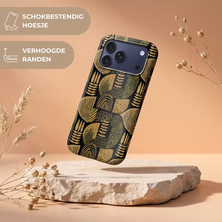 Telefoonhoesje Toughcase - Zwart - Okergeel - Botanisch - Textuur — 5
