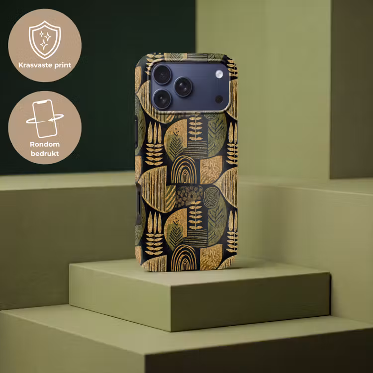 Telefoonhoesje Toughcase - Zwart - Okergeel - Botanisch - Textuur — 7