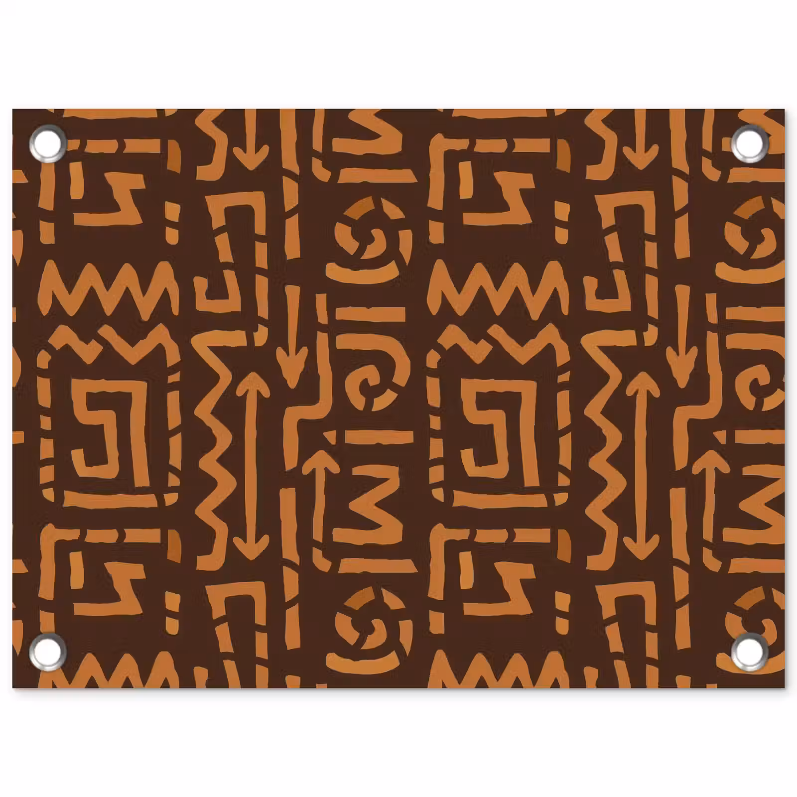 Tuinposter - Chocoladebruin - Etnisch - Tribaal - Symbolen — 1