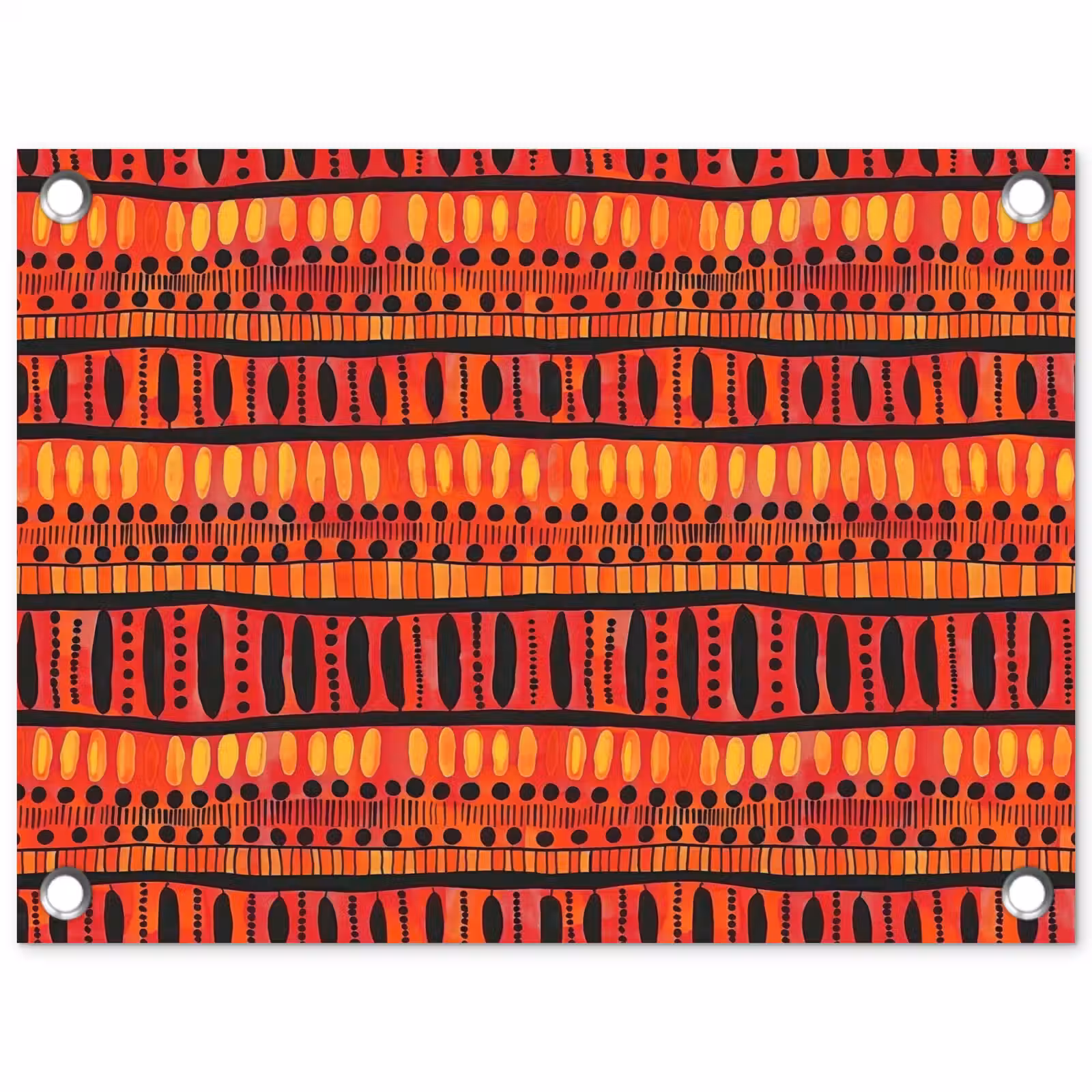 Tuinposter - Rood - Oranje - Etnisch - Expressief - Patroon — 1
