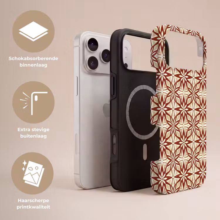 Telefoonhoesje Toughcase - Bordeauxrood - Geometrisch - Tegel - Patroon — 3