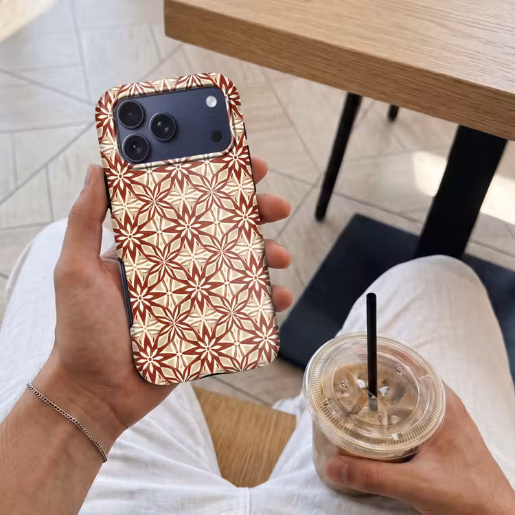 Telefoonhoesje Toughcase - Bordeauxrood - Geometrisch - Tegel - Patroon — 4