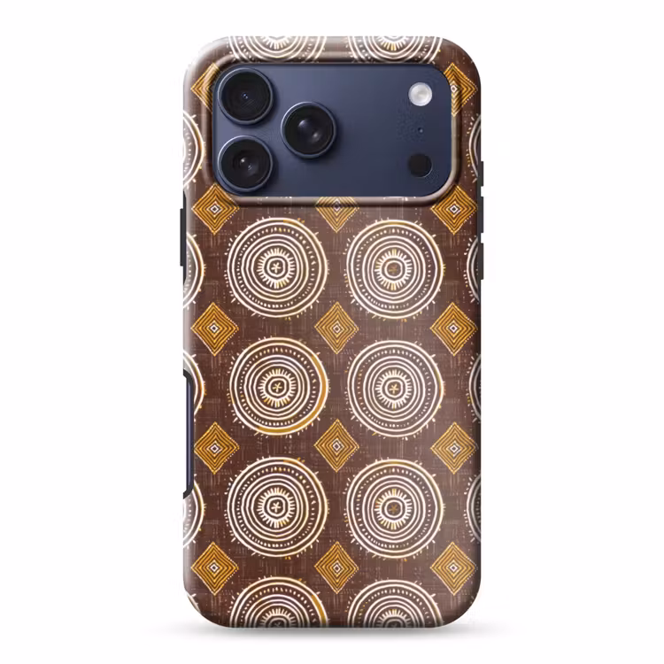 Telefoonhoesje Toughcase - Chocoladebruin - Etnisch - Tribaal - Cirkels - Patroon — 1