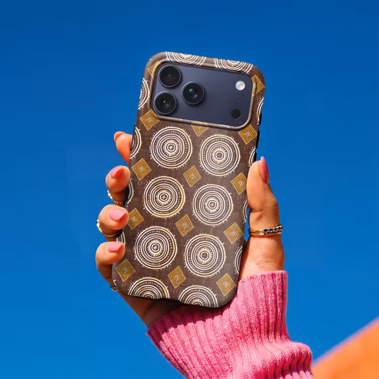 Telefoonhoesje Toughcase - Chocoladebruin - Etnisch - Tribaal - Cirkels - Patroon — 2