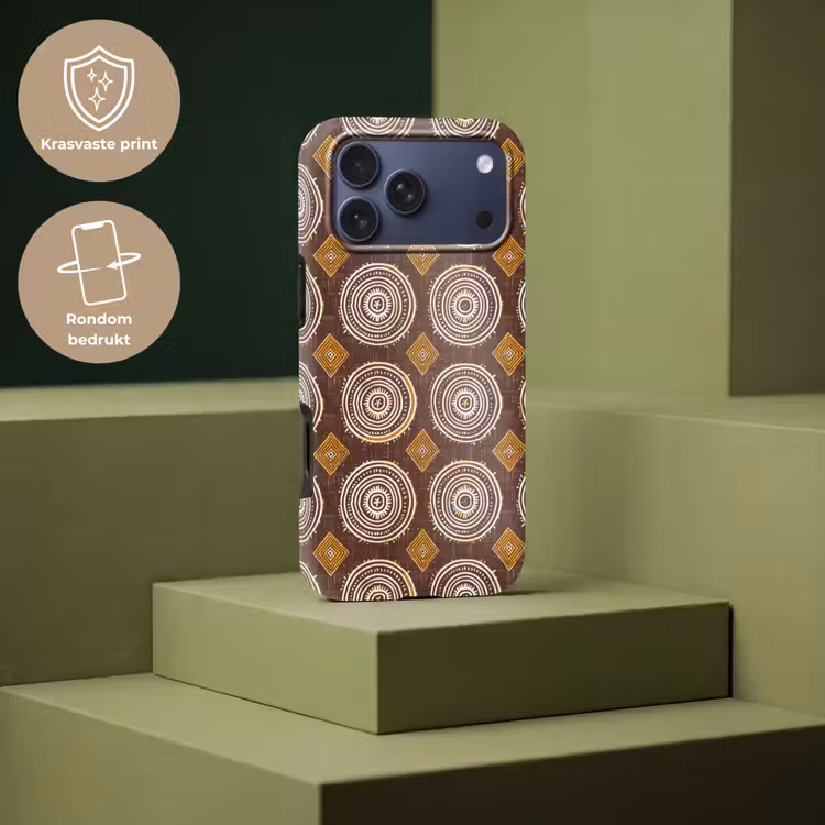 Telefoonhoesje Toughcase - Chocoladebruin - Etnisch - Tribaal - Cirkels - Patroon — 7
